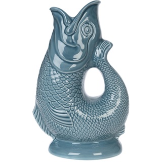 Gurgly Iconic Blue Grey Glug Krug 28 cm groß 1,4 l - Fisch Wasserkrug Deko Fisch Vase Ornament Karaffe