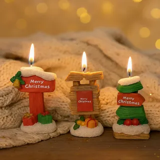 Silikonform Wegweiser "Merry Christmas" Gipsformen zum Gießen, Silikonformen Gießformen Weihnachten Kerzen, Verkehrsschilder Gießformen Silikon Kerzenformen für DIY Weihnachtsdeko (3PCS)