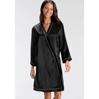 Kimono BRUNO BANANI Gr. 40, schwarz Damen Hausmäntel Bademäntel mit Kontrastpaspel-Details