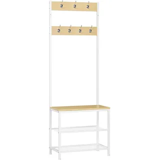 Woltu Kleiderständer, (1 St), aus Metall mit 7 Haken aus Holz Stahl Vintage beige