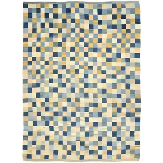 Nain Trading Designteppich Perser Kelim Fars Design 354x260 Handgewebt Orientteppich, Höhe: 3 mm beige|blau