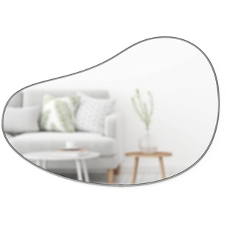 Umbra Hubba Pebble Wandspiegel - Organisch geformter Dekospiegel für Diele, Badezimmer, Wohnzimmer und Mehr, 61x91cm, Titan