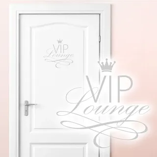 Grandora Wandtattoo VIP Lounge I hellgrau (BxH) 19 x 18 cm I WC Badezimmer Toilette selbstklebend Türaufkleber Aufkleber Wandaufkleber Wandsticker W5373