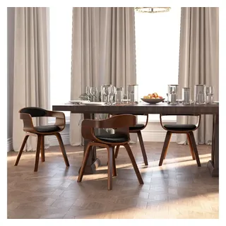 vidaXL Esszimmerstuhl Baumwolle/Kunstleder schwarz 4er Set