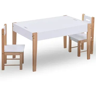 vidaXL Kindersitzgruppe 3-tlg. Kiefer schwarz-weiß