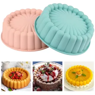 Set Aus 2 Runden Kuchenformen Mit 20 Cm Durchmesser (8 Zoll), Aus Antihaftbeschichtetem Silikon, Geeignet Für Käsekuchen, Schokoladenkuchen, Regenbogenkuchen, Erdbeerkuchen Und Tartar-brownies.