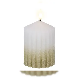 Lumineo LED Kerze 7 x 10 cm weiß/gold
