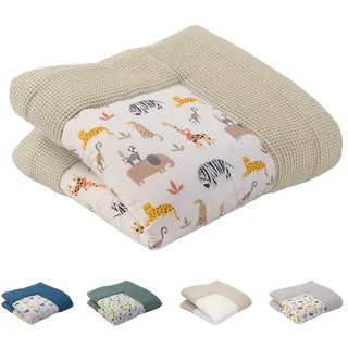 ULLENBOOM® Baby Krabbeldecke 100x100 cm gepolstert - Sand-Savanne (Made in EU) - Krabbeldecke für Baby mit 100% OEKO TEX Baumwolle, ideal als Babydecke, Laufgittereinlage & Spieldecke