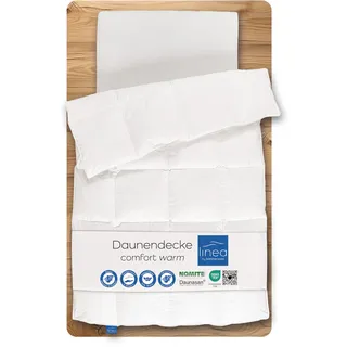 LINEA by böhmerwald - comfort - kuschlige Daunendecke warm, 135x200, 90% Daunen / 10% Federn Klasse 1, Allergiker geeignet, waschbar bis 60 °C, in Deutschland produziert, Weiß