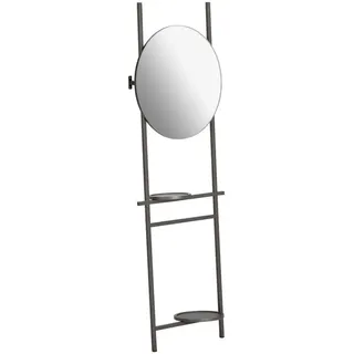 Livetastic Standspiegel, Anthrazit, Metall, Glas, rund, 60x180x27 cm, Ablage, Spiegel, Standspiegel