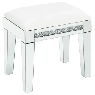 Xora Schminktischhocker, Silber, Weiß, Glas, Textil, Füllung: Schaumstoff, rechteckig, 50x47.5x35 cm, Schlafzimmer, Schminktische