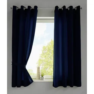 Gardinenbox Berlin Ösen 140 x 175 cm dunkelblau 2 St. inkl. 2 Raffhalter