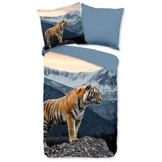 Pure Bettwäsche Microfaser Bettwäsche 135 X 200 cm + 1- 80 X 80 cm Sky bunt tiger in t, Microfaser, 2 teilig, bettwäsche 135x200 microfaser sale warm weihnachten 135x200 bettbezug bunt
