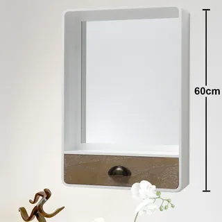 Boltze Retro Wand Spiegel Kommode Mdf Regal Schublade Holz Optik Kosmetik weiß Boltze 1014423