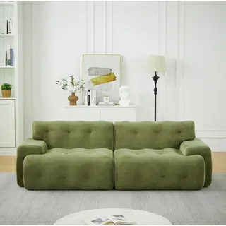 Canapé 2-sitzer Aus Chenille Grün 224x104x66 Cm, Modular, Montagefrei, Mit Tiefer Sitzfläche
