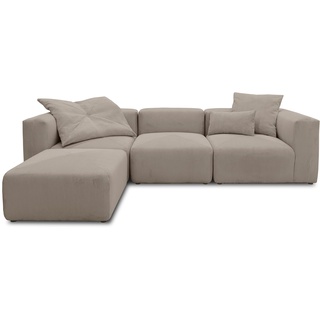 DOMO. collection Ecksofa Malia, Modulsofa in L-Form, flexibel und modular, Cord Sofa, Couch 301 x 193 cm in weichem Cord braun