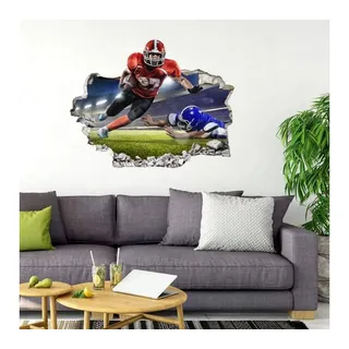 K&L Wall Art Wandtattoo 3D Wandtattoo Aufkleber Kinderzimmer American Football Sport Spieler, Traumhafte Wandsticker selbstklebend, hergestellt in Berlin bunt 40 cm x 32 cm
