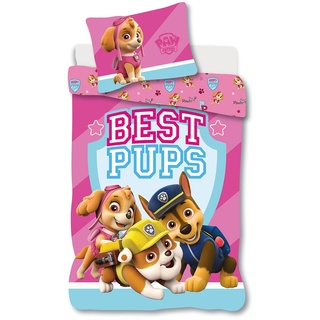 Bettwäsche Paw Patrol Best Pups, Bettbezug für Babys, 100 x 135 cm + Kissenbezug 40 x 60 cm, 100 % Baumwolle, mit Chase, Ruben und Stella