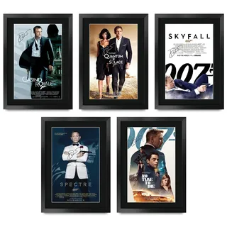 HWC Trading FR A3 Daniel Craig Bond Collection x 5 Geschenke Gedruckt Poster Unterzeichnet Autogramm Bild Für Film Erinnerungsstücke Fans - A3 Eingerahmt