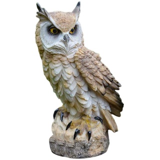 Lipeed Owl Ornament, kreative Eule Harz Garten Figur Eule Skulptur Statue Dekoration für Indoor Outdoor Home, Dekofigur Eule, Deko Uhu auf Baumstamm Gartenfigur Vogelfigur Vogel Deko