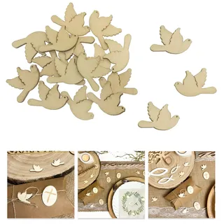 Oblique Unique® Holz Tauben Konfetti Tischdeko für Taufe Kommunion Konfirmation Hochzeit Firmung Junge Mädchen Streudeko Verzierung (Natur)