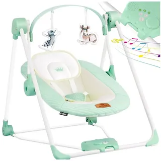 Kidiz KIDIZ® Babywippe Babyschaukel mit 5 Geschwindigkeitseinstellungen zusammenklappbarer Baby Wippe Schaukel Babyhochstuhl mit Spielbogen Spielzeugen 5 beruhigende Naturgeräusche neugeborene