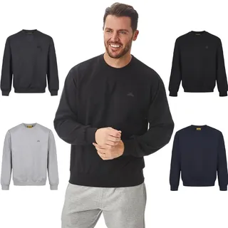 Iron Mountain Herren Sweatshirt Fleece – Pullover Baumwollmix Rundhals Langarm, Workwear Sweatshirt Leicht Warm für Freizeit Arbeit Alltag Winter (Schwarz, XL)