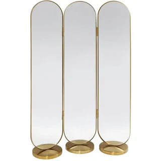 Kare-Design Paravent, Gold, Metall, Glas, 106x166x31 cm, Scharniere in beide Richtungen drehbar, Wohnzimmer, Raumteiler & Paravents, Paravents