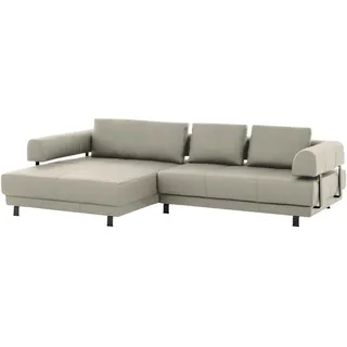 Stylife Ecksofa, Creme, Natur, Metall, Echtleder, Dickleder, 3-Sitzer, Füllung: Polyurethan (Pur), Ottomane links, L-Form, 307x188 cm, Goldenes M, Typenauswahl, Fußauswahl, Lederauswahl, Stoffauswahl, seitenverkehrt erhältlich, Hocker Rücken echt, individuell planbar, Wohnzimmer, Sofas & Couches, Wohnlandschaften, Ecksofas