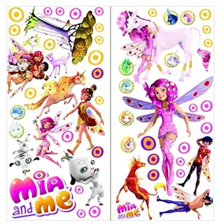Mia and Me Wandtattoos für Schlafzimmer Jungen und Mädchen 70cmX35cm 2 Blatt vinyl