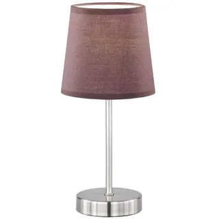Wofi LED Tischleuchte Cesena, Ø 14 cm, max 42 W, E14, IP20, mit Stoffschirm, mit Schalter, Braun