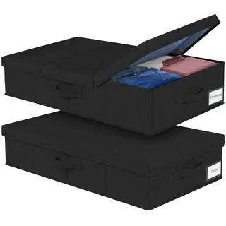 mepure Unterbett Aufbewahrungsbox, 79 x40x15cm Unterbettkommode, Faltbare Aufbewahrungsbox mit Deckel, Unterbettbox Organizer mit Griff Aufbewahrung für Schuhe Kleidung Decken Bettdecken,2 Stück