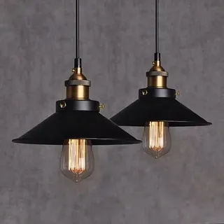 Stück Retro-pendelleuchte Aus Schwarzem Metall – Vintage-edison-deckenleuchte Mit E27-fassung – Elegante Leuchte, Trendige 26 Cm Hohe Ausführung (leuchtmittel Nicht Enthalten)