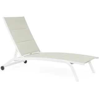 Bizzotto Gartenliege Sonnenliege Cleopass 2er-Set aus Aluminium, Lagun, verstellbare Rückenlehne (5 Positionen) & Rollen weiß
