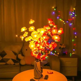 ALEENFOON 2 Stück LED Orchidee Lichterbaum Künstliche Orchidee mit LED Beleuchtung, Orchidee Zweig Lichter Dekoration für Weihnachten Ostern Heimdekoration