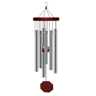 Windspiele für Draußen, 70cm Aluminiumlegierung Windspiele 6 Rohre Wind Chimes Windspiel Deko mit Holz Design, Röhren Windspiele für Garten Balkon Terrasse Hinterhof Home Decor