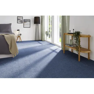 andiamo Teppichboden Izmir für Wohnzimmer und Kinderzimmer - Teppichboden Meterware zum Verlegen - Teppichbelag mit hoher Trittschalldämmung - weicher Teppichboden 400 x 500 cm Dunkelblau
