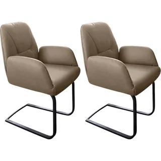 W.Schillig Freischwinger »ole«, (Set), 2 St., Longlife Xtra-Leder z59, 2er- oder 4er-Set, Gestell in Schwarz pulverbeschichtet, braun