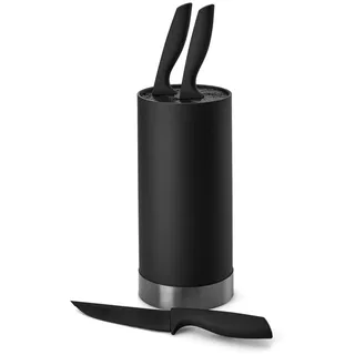 Echtwerk Messerblock, Schwarz, Kunststoff, 4-teilig, 22 cm, ohne Schlitze, Kochen, Küchenmesser, Messersets