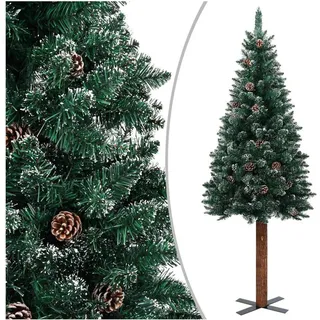vidaXL Weihnachtsbaum Schlank Mit Echtholz Und Schnee Grün 210 cm