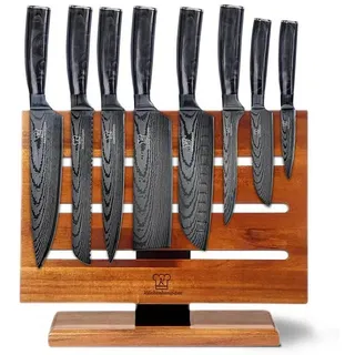 Küchenkompane Messer-Set Küchenmesser Komibpaket mit magnetischem Messerblock - Kuro (2-tlg) grau|silberfarben