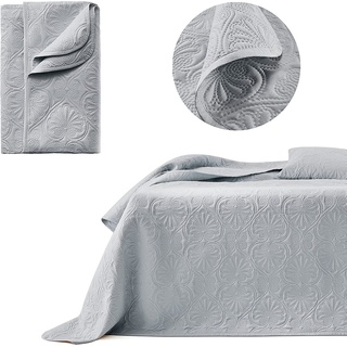 Tagesdecke Tagesdecke Steppdecke Decke Bettüberwurf Muster Leila Doppelseitig, ROOM99 grau 240 cm x 220 cmIM-Trading