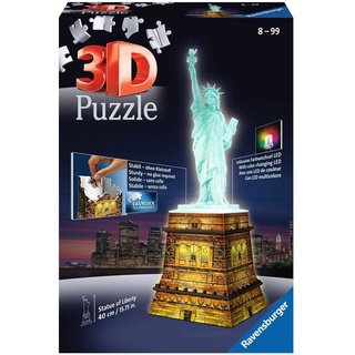 Ravensburger Verlag - Ravensburger 3D Puzzle Freiheitsstatue bei Nacht 12596 - Das berühmte Bauwerk in New York als Night Edition mit LED