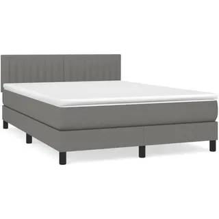 vidaXL Boxspringbett mit Matratze Dunkelgrau 140x200 cm Stoff1398760