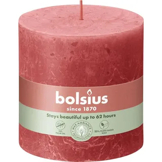 Bolsius Rustik Stumpenkerze 10 x 10 cm rosa blüte