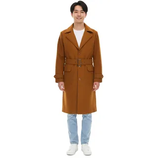 Mantel für Herren mit Woll-Anteil Herbst-Jacke mit Gürtel Langarm mit Knöpfen Winter-Jacke 936768 Braun - 66