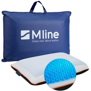 M line | Fresh Pillow | Kühlendes Kopfkissen mit Patentierte Gel - Ergonomisches Gelkissen mit Memory Foam - Blau/Weiß - 60 x 40 x 13 cm