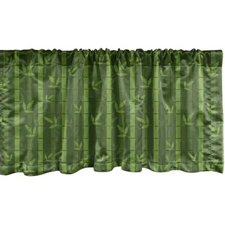 ABAKUHAUS Bambus-Druck Fenster Volant, Olivgrün Lindgrün, Vorhang Volant für Küche Schlafzimmer Dekor mit Stangentasche, 137 cm X 45 cm, Japanisches Rohrwerk