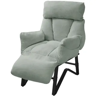 ML-Design Relaxsessel Leinen 82 x 102 x 85 cm Grau/Grün mit Armlehnen und Fußstütze