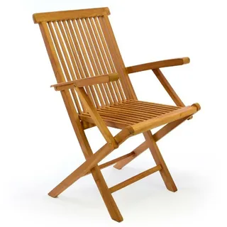 VCM Gartenstuhl Gartenstuhl Hochlehner Klappstuhl Holz Teak braun